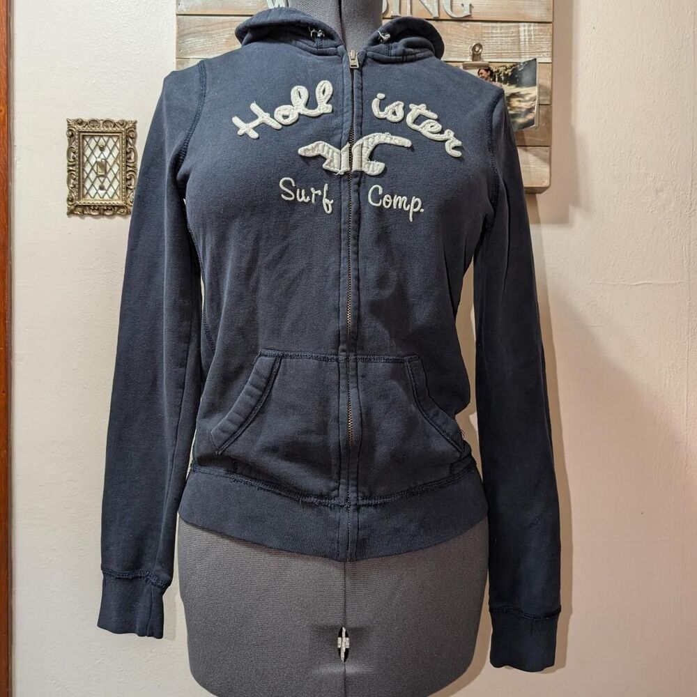 Hollister-co Navy and Blue Hoodie